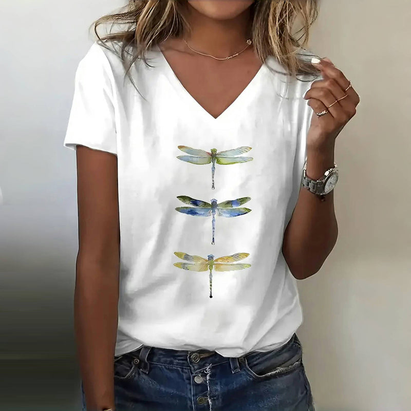Ruth - Casual T-Shirt With Dragonfly Print