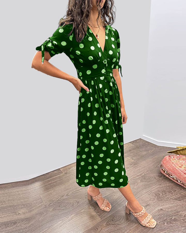 Nipa - Polka Dot V-Neck Dress