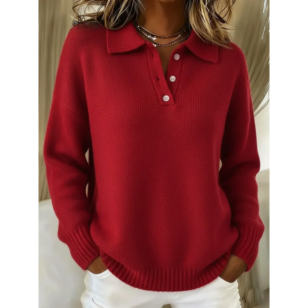 Lana | Soft Knit Polo Sweater