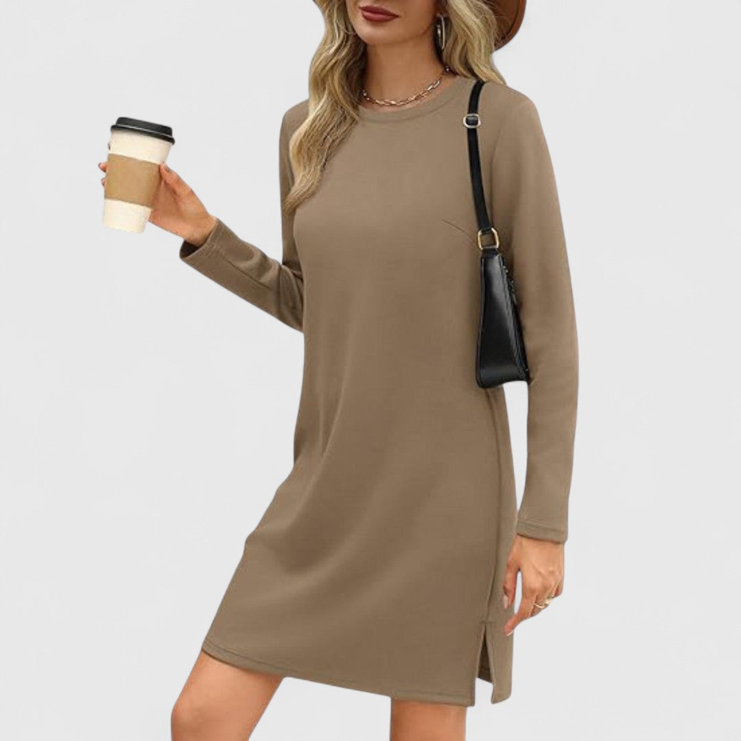 Irene - Casual Long Sleeve Round Neck Mini Dress