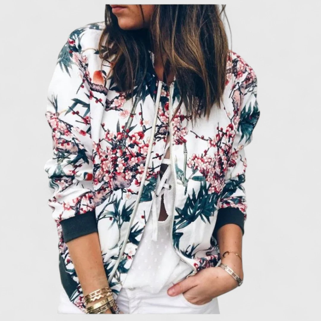 Margot – Elegant Floral Bomber Cardigan