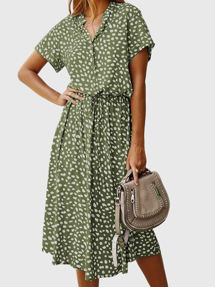 Amber | Printed V-Neck Dress