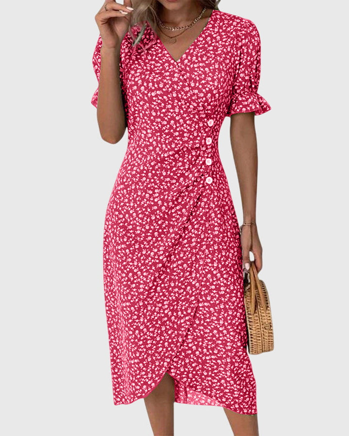 Barbara - Fresh Bloom V-Neck Dress