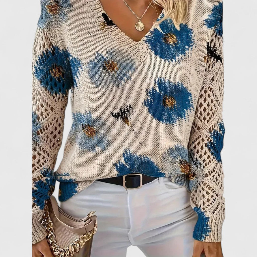 Annes - Elegant sweater with floral pattern