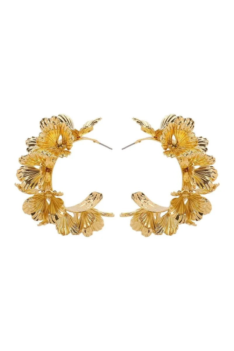 Hadley | C-Shaped Floral-Design Earrings
